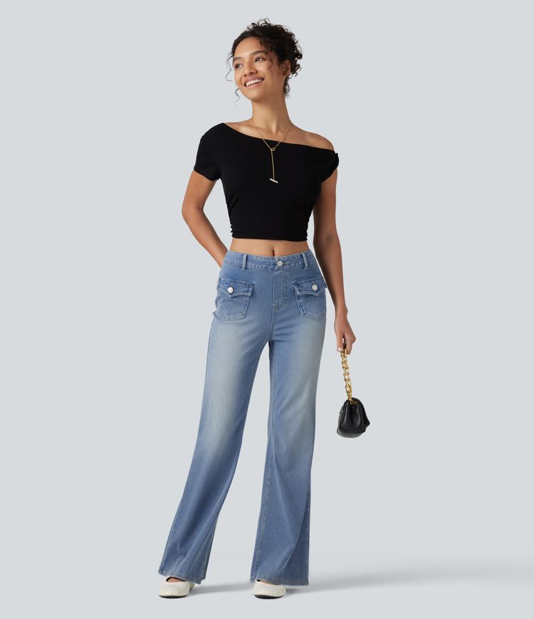 Halara Flex™ Mid Rise Casual Flare Jeans with Pockets
