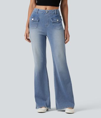 Halara Flex™ Mid Rise Casual Flare Jeans with Pockets