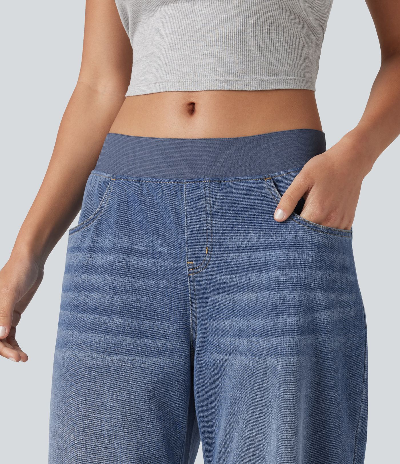 Halara Flex™ Low Rise Capri Casual Barrel Leg Jeans with Pockets