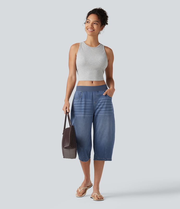 Halara Flex™ Low Rise Capri Casual Barrel Leg Jeans with Pockets