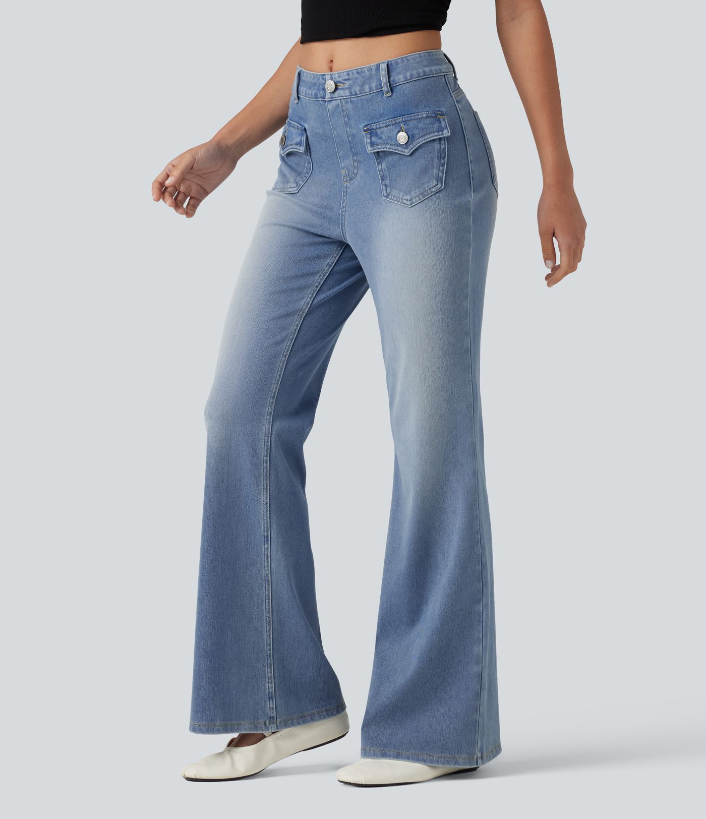 Halara Flex™ Mid Rise Casual Flare Jeans with Pockets
