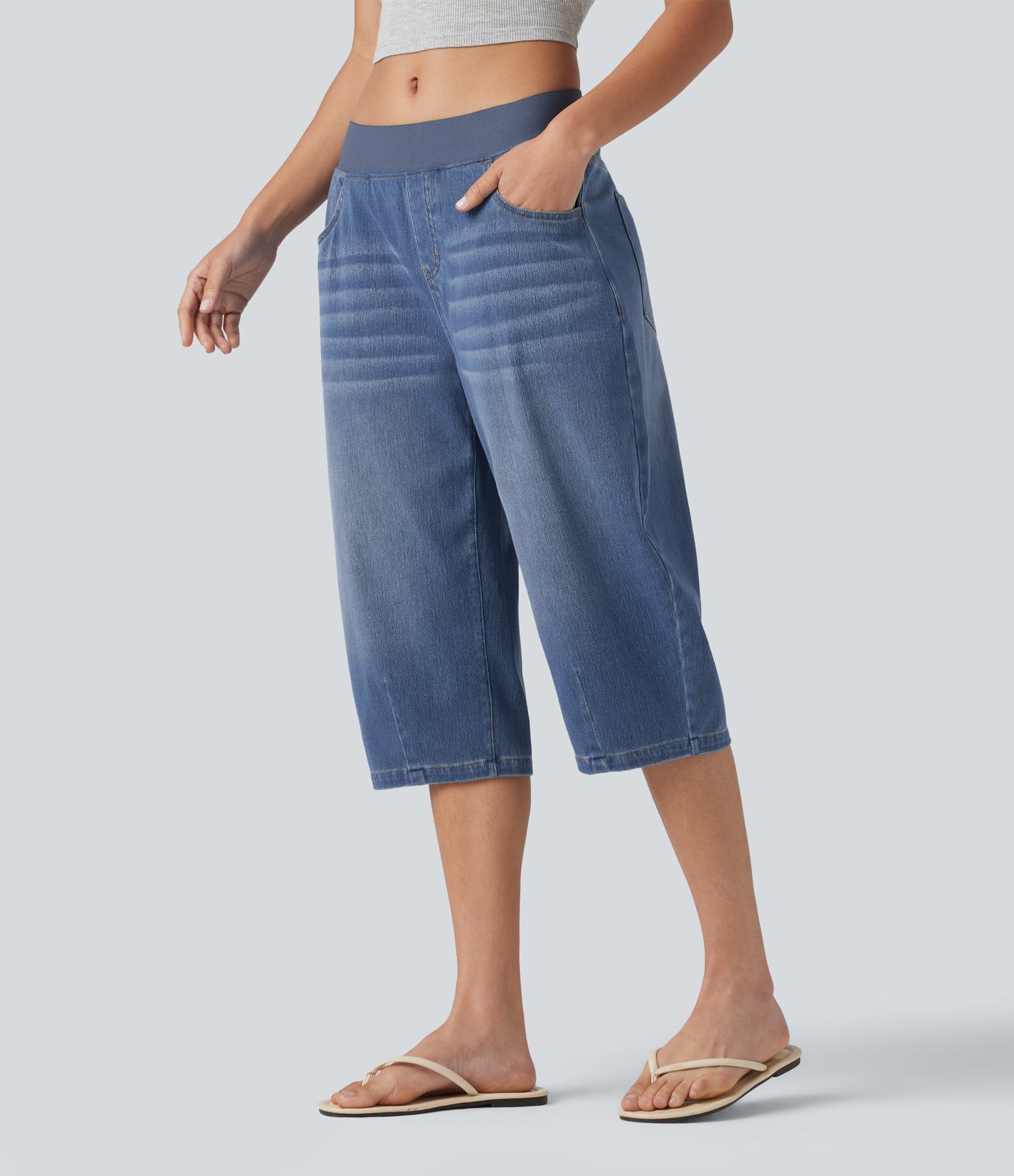 Halara Flex™ Low Rise Capri Casual Barrel Leg Jeans with Pockets