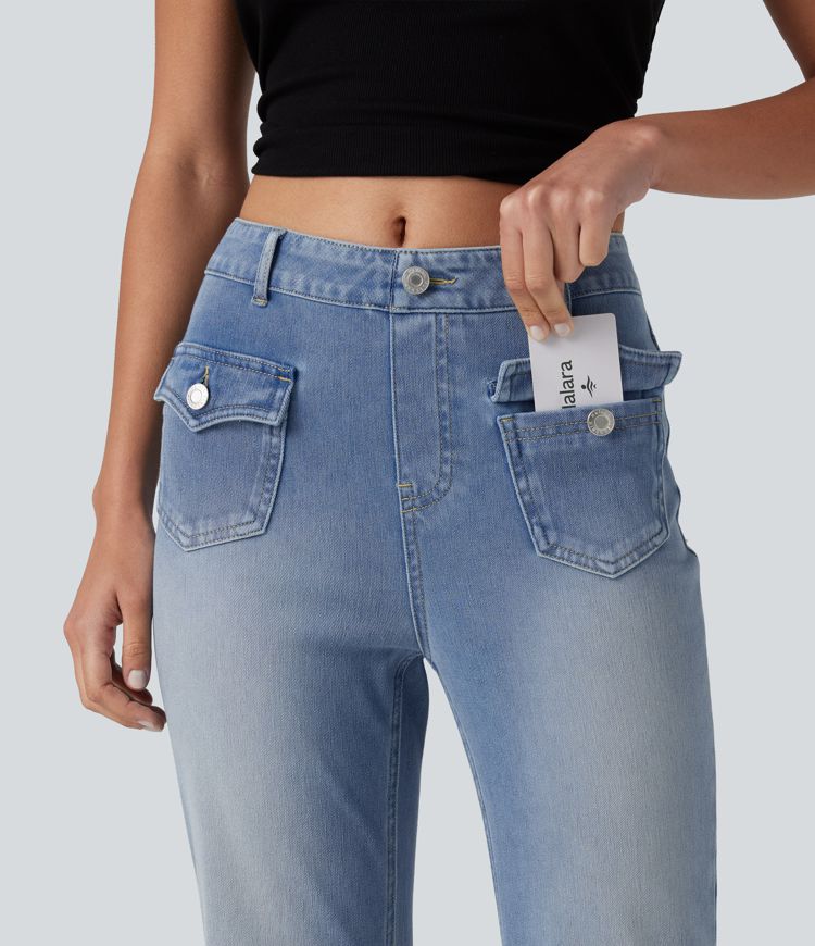 Halara Flex™ Mid Rise Casual Flare Jeans with Pockets