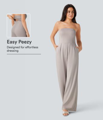 Tube Pocket Wide Leg Jumpsuit-Easy Peezy