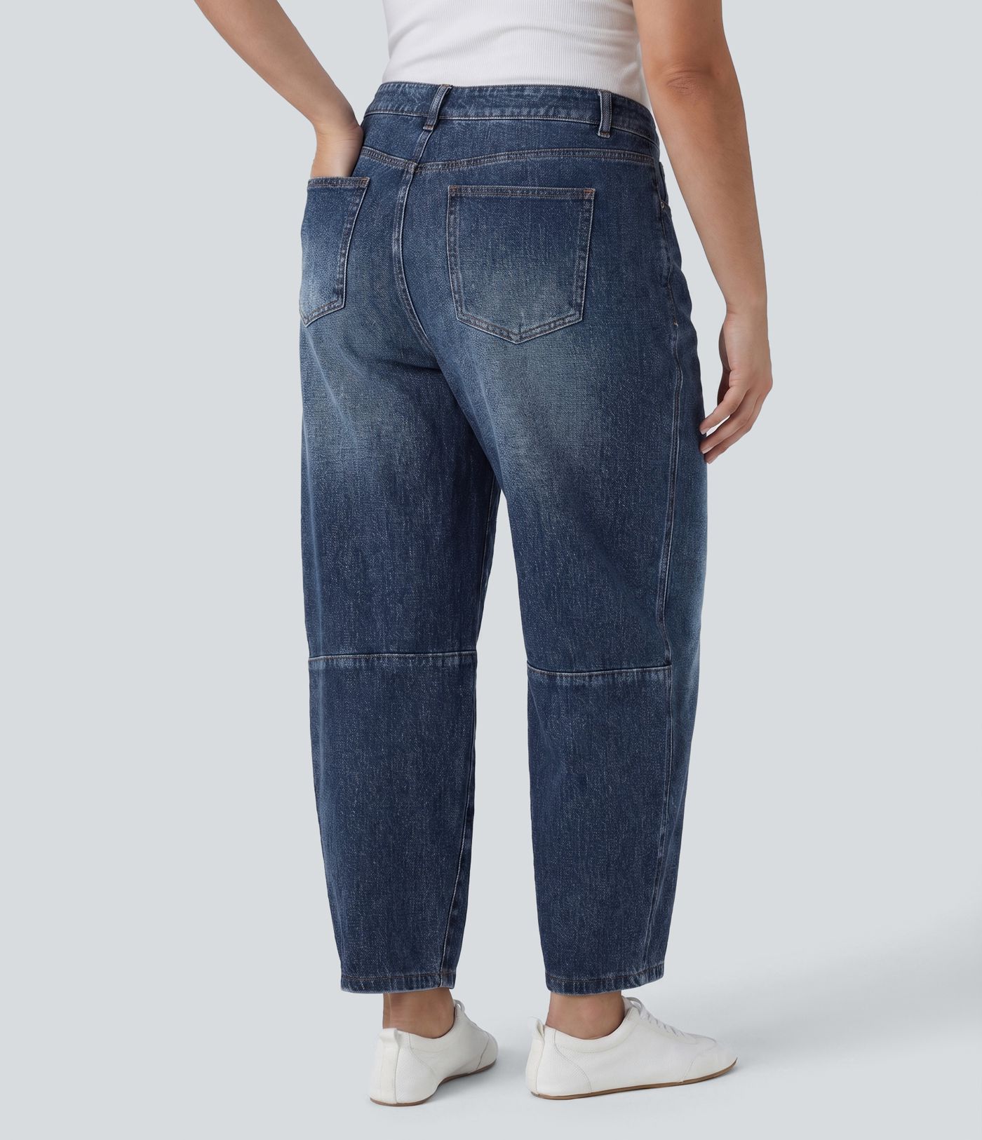 Halara Flex™ Low Rise Barrel Leg Casual Plus Size Jeans with Pockets