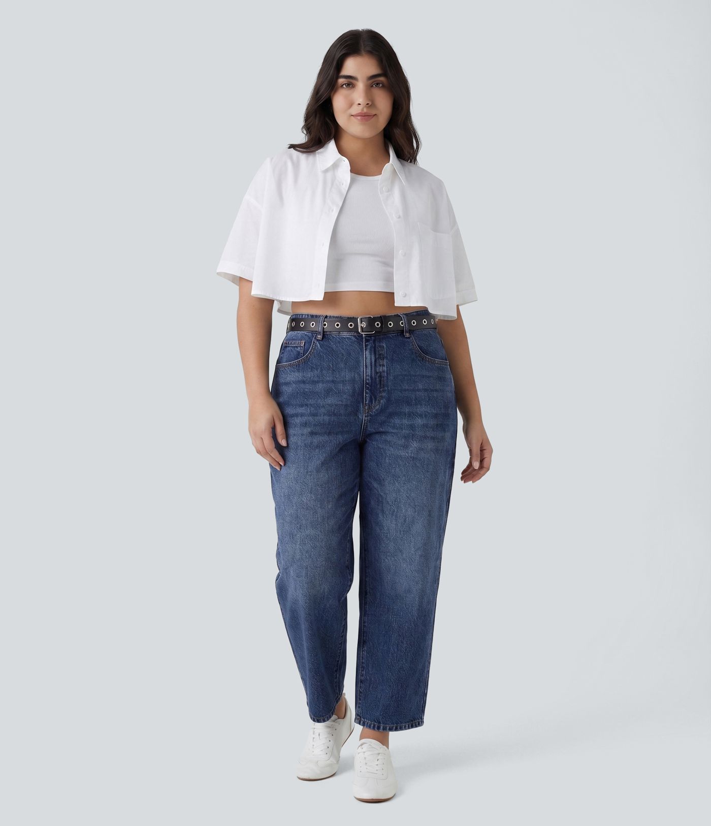 Halara Flex™ Low Rise Barrel Leg Casual Plus Size Jeans with Pockets