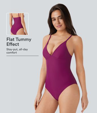 Deep V Neck Tummy Control One Piece Swimsuit Deep V Neck Tummy Control One Piece Swimsuit