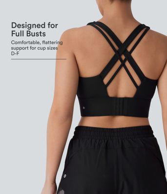 Medium Support U Neck Adjustable Hook Running Sports Bra D-F Cups