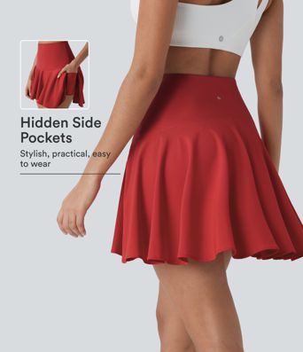 Breezeful™ High Waisted 2-in-1 Pocket High Low Flare Mini Quick Dry Yoga Skirt