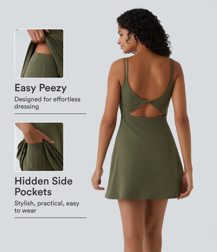 Everyday Softlyzero™ Plush Vestido tirante doble sin espalda torcida 2 piezas ejercicio - Flipped