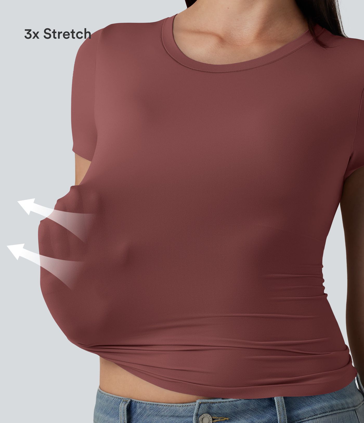 Scoop Neck Short Sleeve Built-in Bra Casual T-Shirt