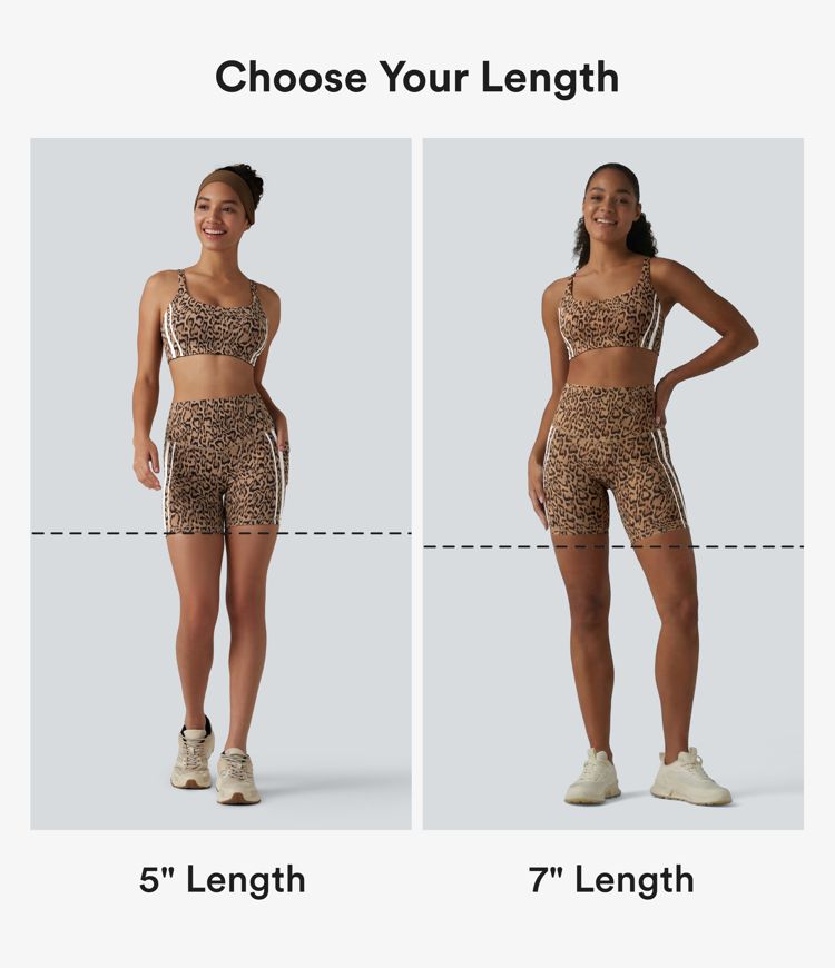 Halara UltraSculpt™ Leopard Print High Waisted Tummy Control Color Block Stripe Training Biker Shorts 5'' with Pockets