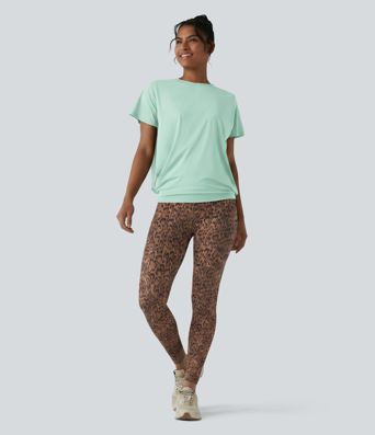 Haut de sport col rond manches courtes toucher frais avec fronces – UPF 50+ Haut de sport col rond manches courtes toucher frais avec fronces – UPF 50+