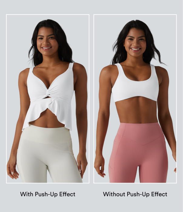 Halara UltraSculpt™ V Neck Push-Up Non-Removable Pad Ruffle Hem Yoga Tank Top