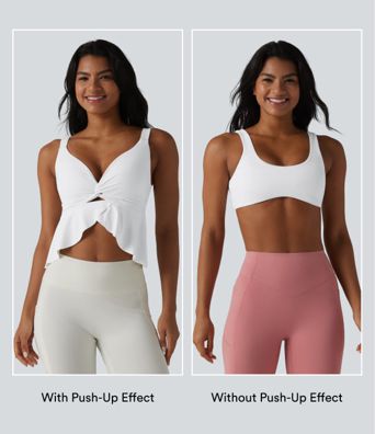 Halara UltraSculpt™ V Neck Push-Up Non-Removable Pad Ruffle Hem Yoga Tank Top
