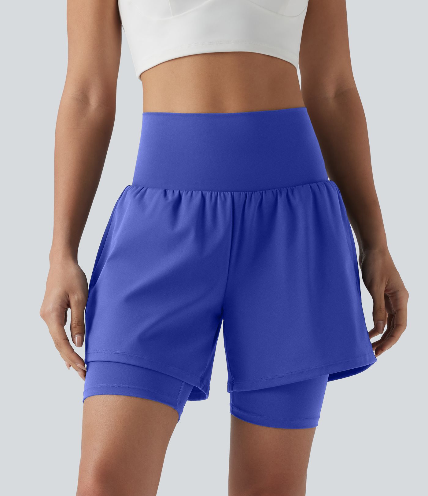 SoftlyZero™ Airy Super High Waisted 2-in-1 Cool Touch Yoga Shorts 7'' with Pockets