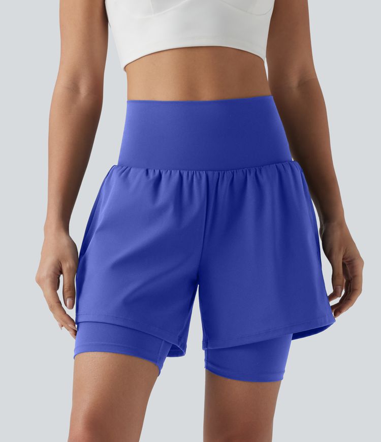 SoftlyZero™ Airy Super High Waisted 2-in-1 Cool Touch Yoga Shorts 7'' with Pockets