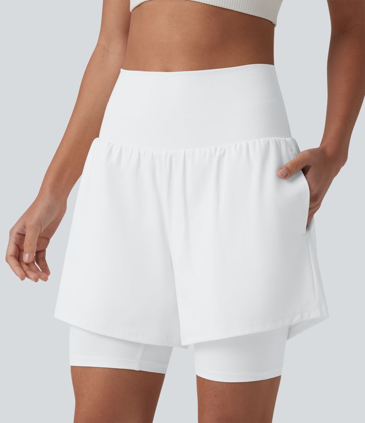 SoftlyZero™ Airy Super High Waisted 2-in-1 Cool Touch Yoga Shorts 7'' with Pockets