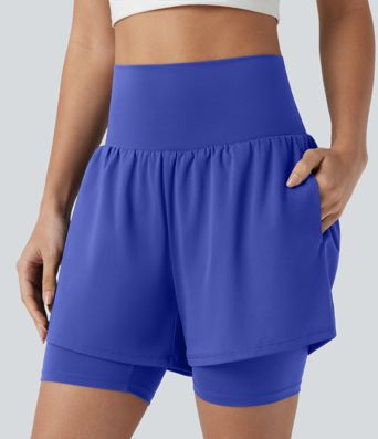 SoftlyZero™ Airy Super High Waisted 2-in-1 Cool Touch Yoga Shorts 7'' with Pockets
