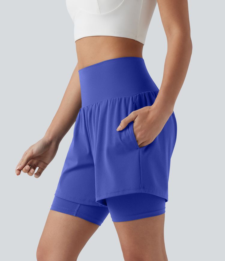SoftlyZero™ Airy Super High Waisted 2-in-1 Cool Touch Yoga Shorts 7'' with Pockets