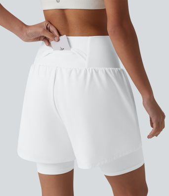 SoftlyZero™ Airy Super High Waisted 2-in-1 Cool Touch Yoga Shorts 7'' with Pockets