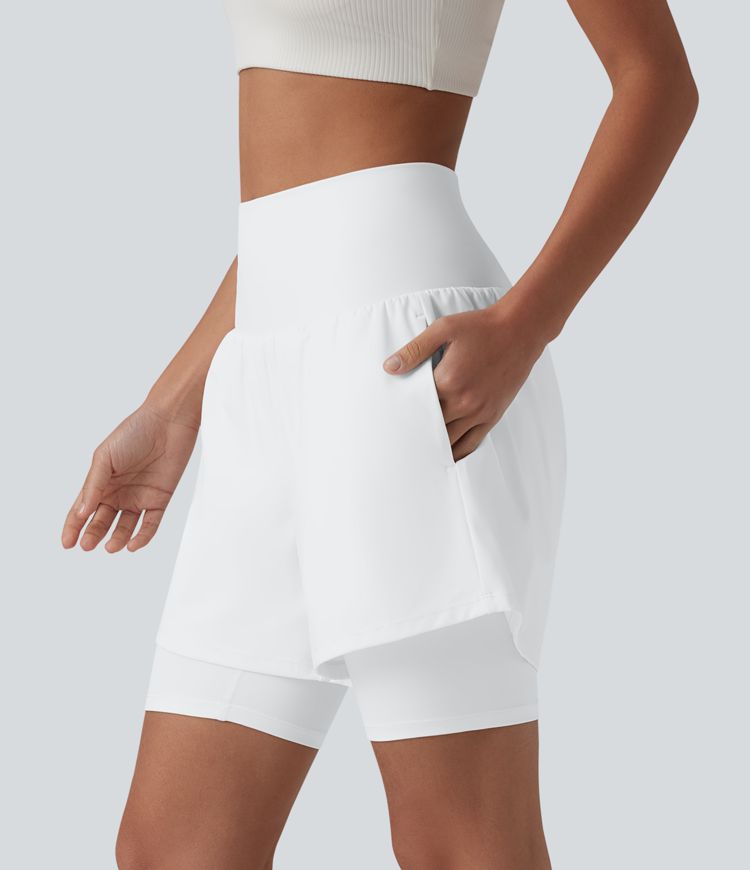 SoftlyZero™ Airy Super High Waisted 2-in-1 Cool Touch Yoga Shorts 7'' with Pockets