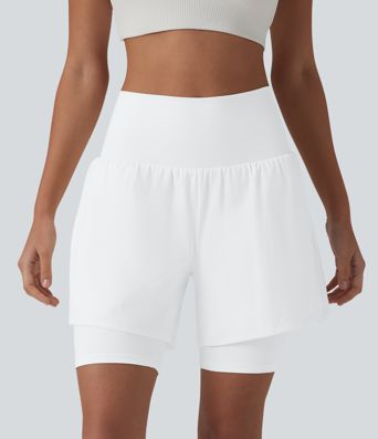 SoftlyZero™ Airy Super High Waisted 2-in-1 Cool Touch Yoga Shorts 7'' with Pockets