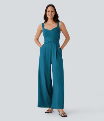 U Back Sleeveless Casual Jumpsuit with Pockets U Back Sleeveless Casual Jumpsuit with Pockets
