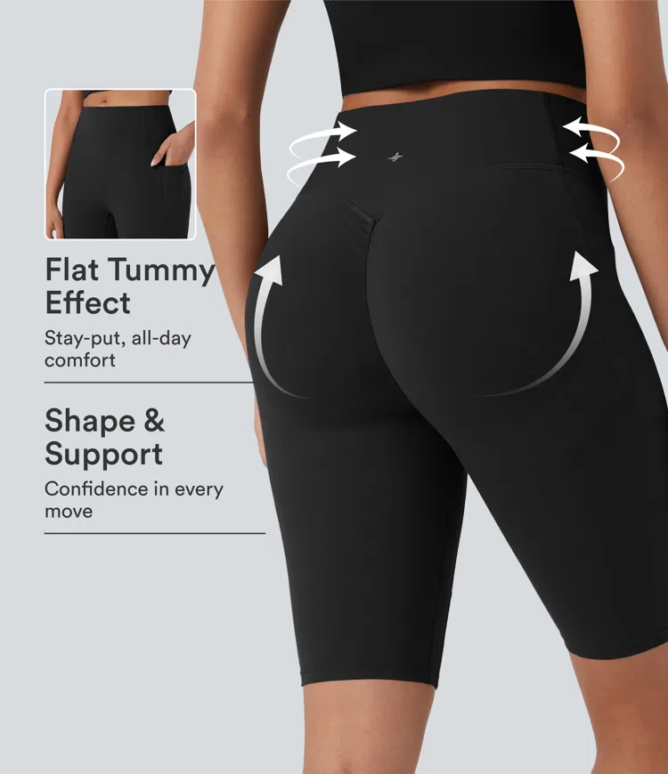 Halara UltraSculpt™ High Waisted Scrunch Butt Lifting Tummy Control Side Pocket Shaping Workout Biker Shorts 9''