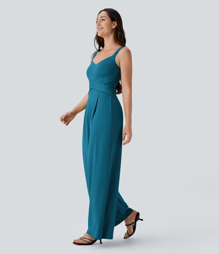 U Back Sleeveless Casual Jumpsuit with Pockets U Back Sleeveless Casual Jumpsuit with Pockets