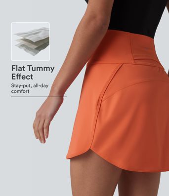 SoftlyZero™ Airy Ultra High-Waist Tummy Control Curved Hem 2-in-1 Cool Touch Golf Mini Skirt with Pockets
