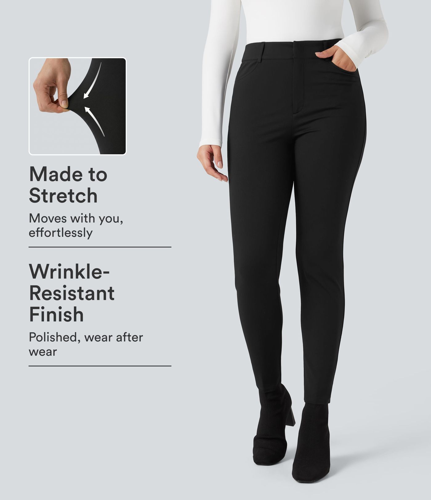 Halara Flex™ High-waisted Skinny Herringbone Work Pants with Pockets Halara Flex™ High-waisted Skinny Herringbone Work Pants with Pockets