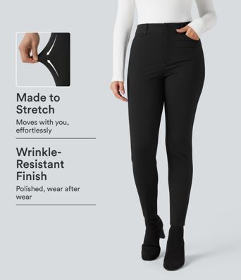 Halara Flex™ High-waisted Skinny Herringbone Work Pants with Pockets Halara Flex™ High-waisted Skinny Herringbone Work Pants with Pockets