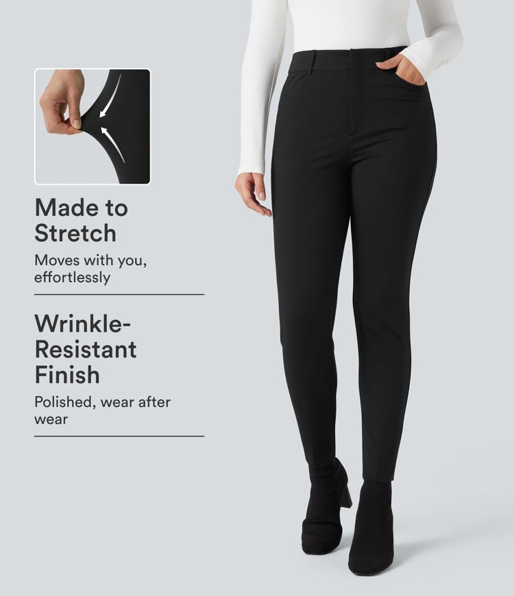 Halara Flex™ High-waisted Skinny Herringbone Work Pants with Pockets Halara Flex™ High-waisted Skinny Herringbone Work Pants with Pockets
