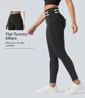 Halara Flex™ High Waisted Tummy Control Denim Casual Leggings with Pockets