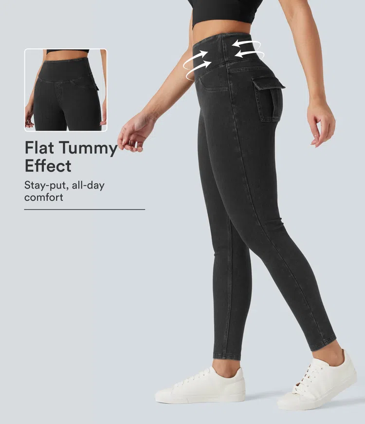 Halara Flex™ High Waisted Tummy Control Denim Casual Leggings with Pockets