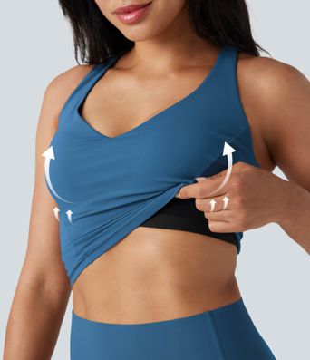 Débardeur yoga Halara UltraSculpt™ 2-en-1 push-up col V profond dos croisé