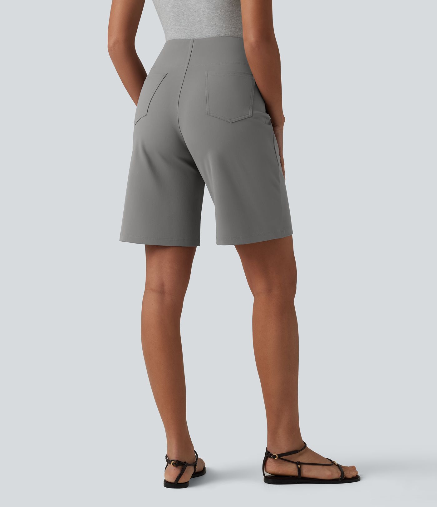 DayStretch High Waisted Work Bermuda Shorts with Pockets
