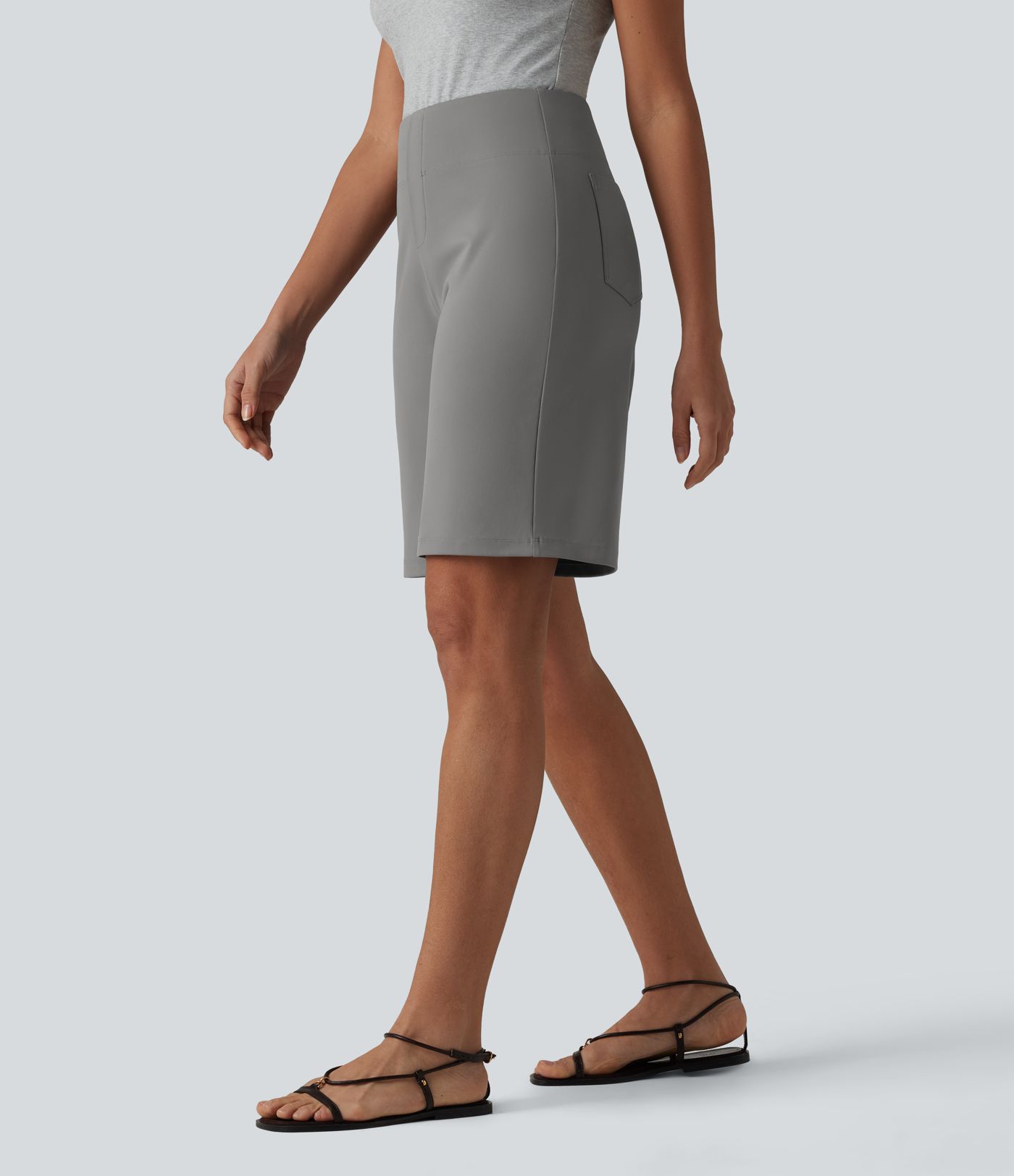 DayStretch High Waisted Work Bermuda Shorts with Pockets