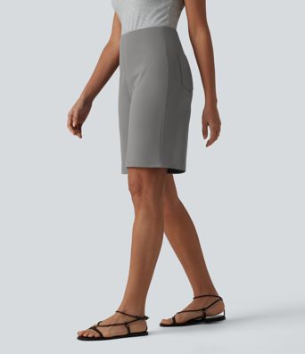 DayStretch High Waisted Work Bermuda Shorts with Pockets