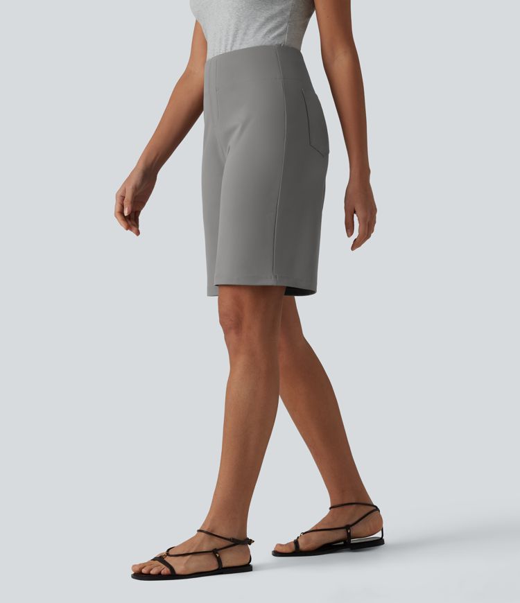 DayStretch High Waisted Work Bermuda Shorts with Pockets