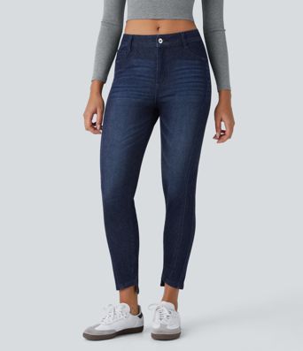 Halara Flex™ Mid Low Rise Zipper Pockets Casual Skinny Jeans
