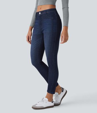 Halara Flex™ Mid Low Rise Zipper Pockets Casual Skinny Jeans