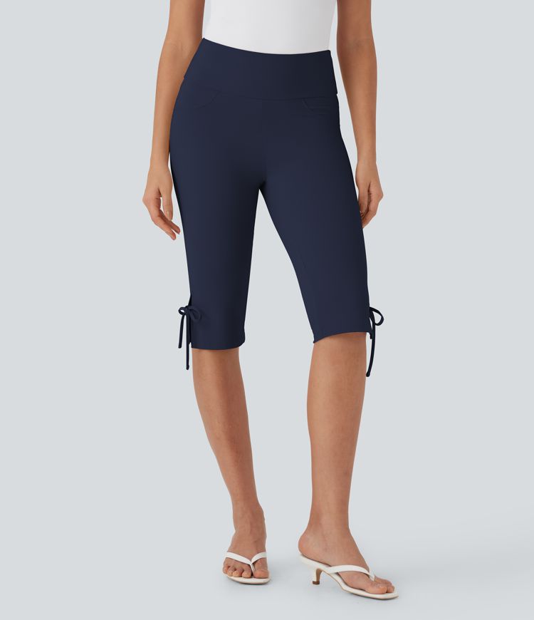 Freizeit-Caprihose mit mittelhohem Bund, Seitentaschen und Schnürung