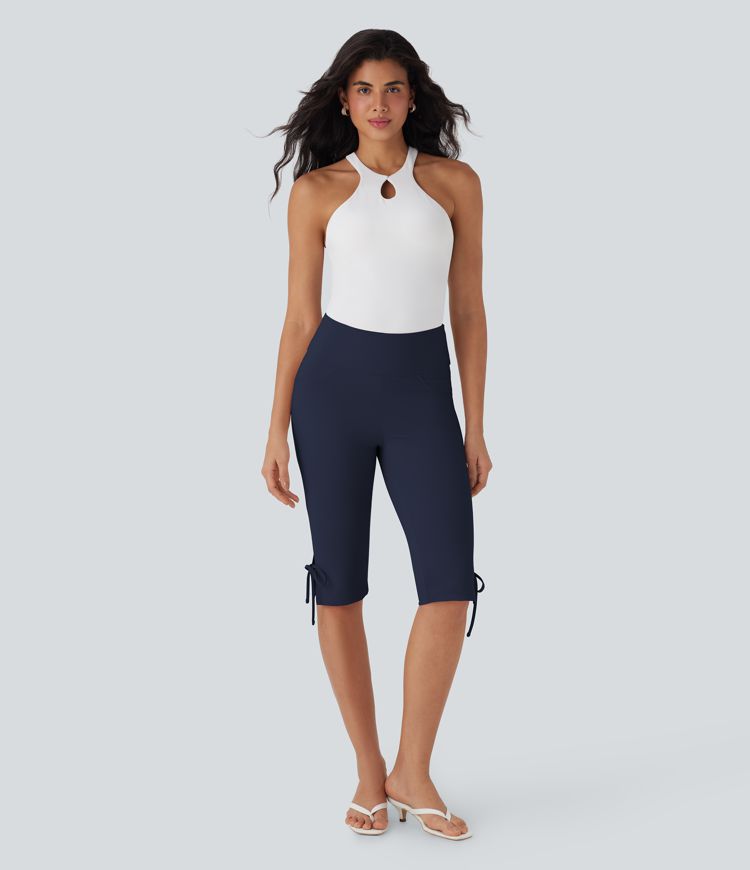Freizeit-Caprihose mit mittelhohem Bund, Seitentaschen und Schnürung