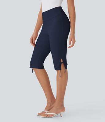 Freizeit-Caprihose mit mittelhohem Bund, Seitentaschen und Schnürung