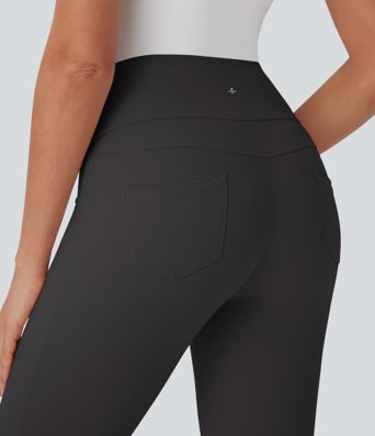 Mid Rise Lace Up Capri Casual Pants with Pockets
