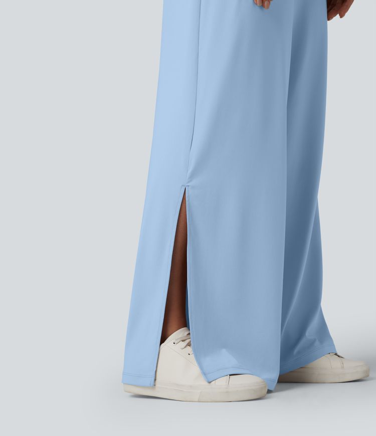 One-shoulder Short Sleeve Split Hem Casual Jumpsuit with Pockets-Easy Peezy