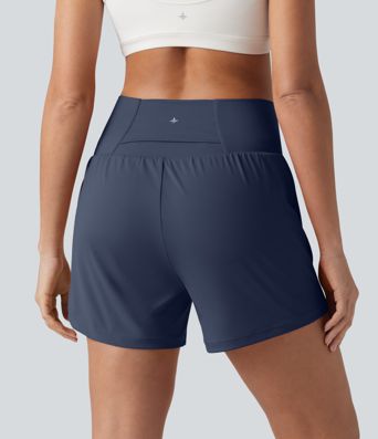 SoftlyZero™ Airy Crossover High Waisted 2-in-1 Cool Touch Yoga Shorts 5'' with Pockets SoftlyZero™ Airy Crossover High Waisted 2-in-1 Cool Touch Yoga Shorts 5'' with Pockets