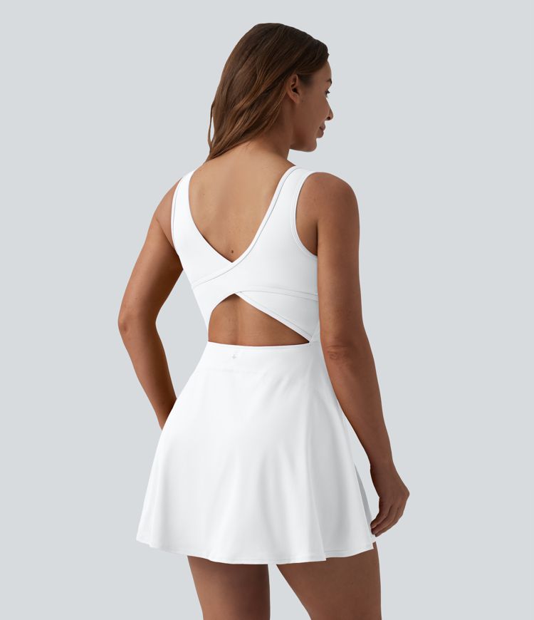 SoftlyZero™ Airy U Neck 2-in-1 Pocket Mini Cool Touch Dance Active Dress D-F Cups-Easy Peezy